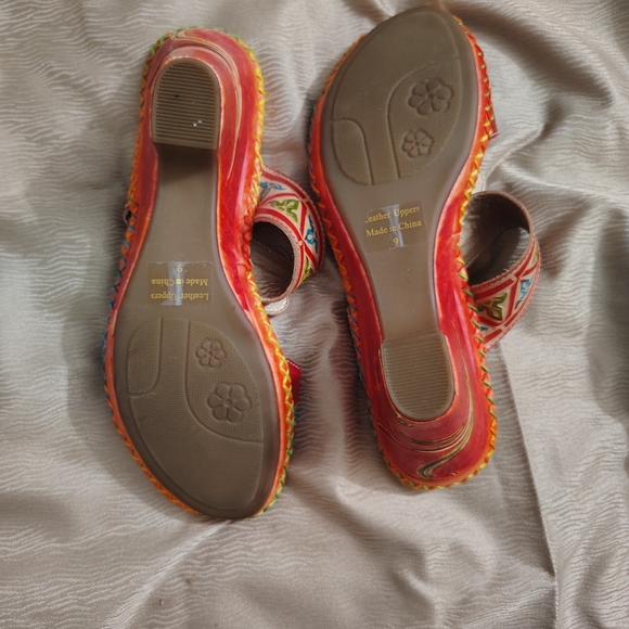 Red Floral Women's Sandals - Picture 2 of 4